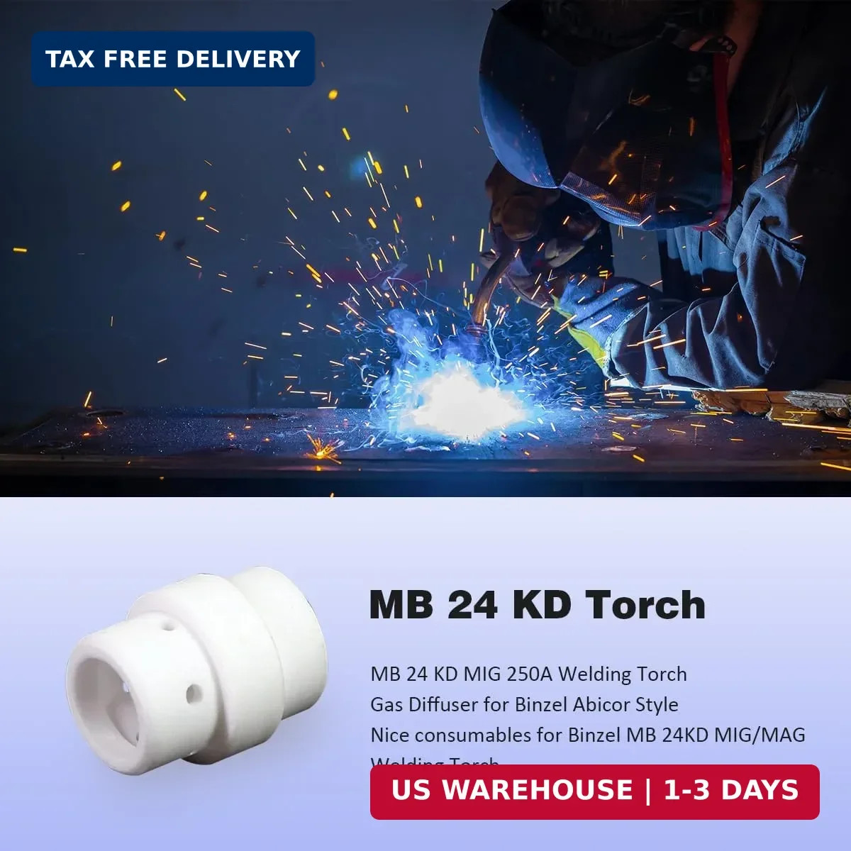 MB 24 KD MIG 250A Welding Torch Gas Diffuser for Binzel Abicor Style