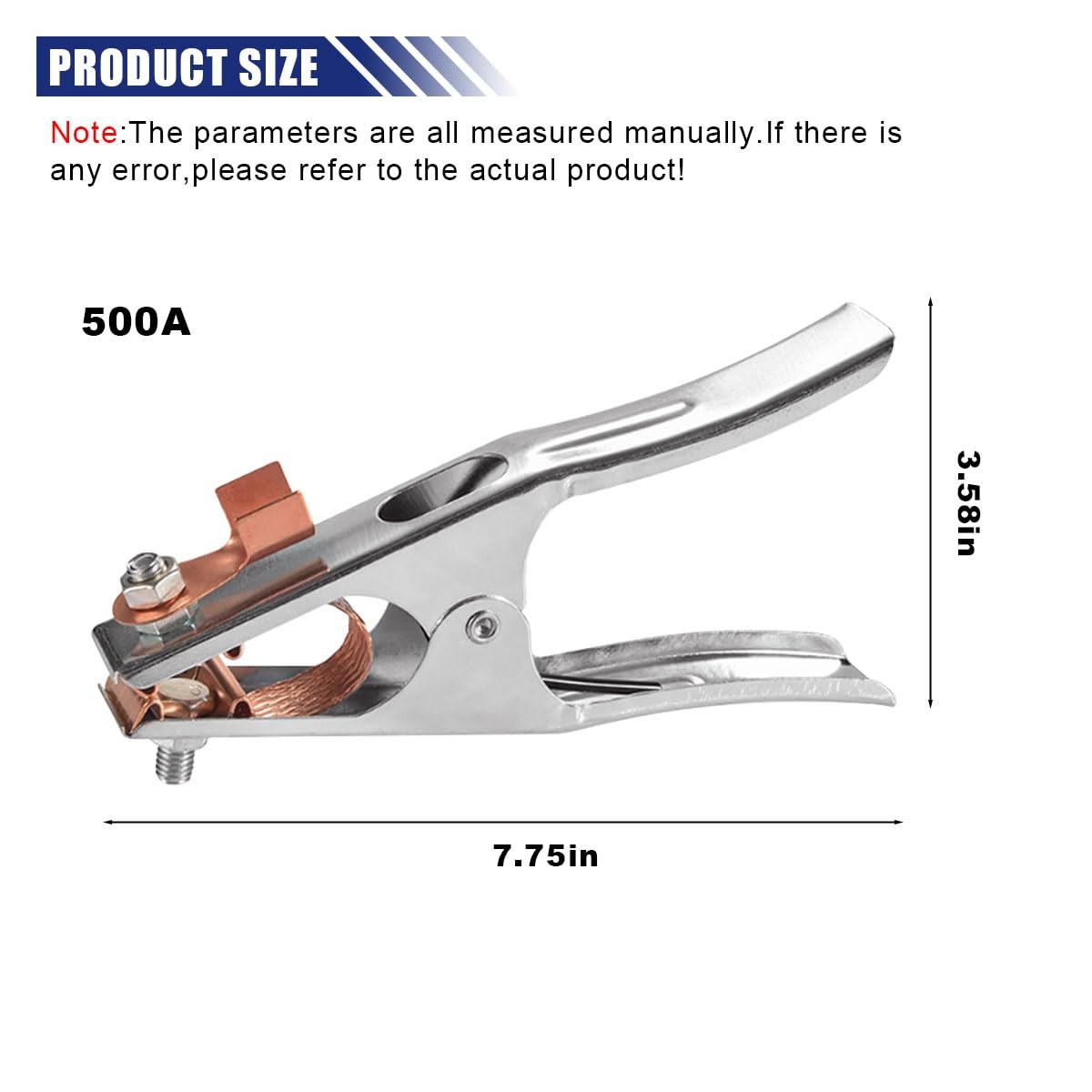 2PCS 500A Welding Ground Clamp, Manual Welder Electrode 500A, Silver
