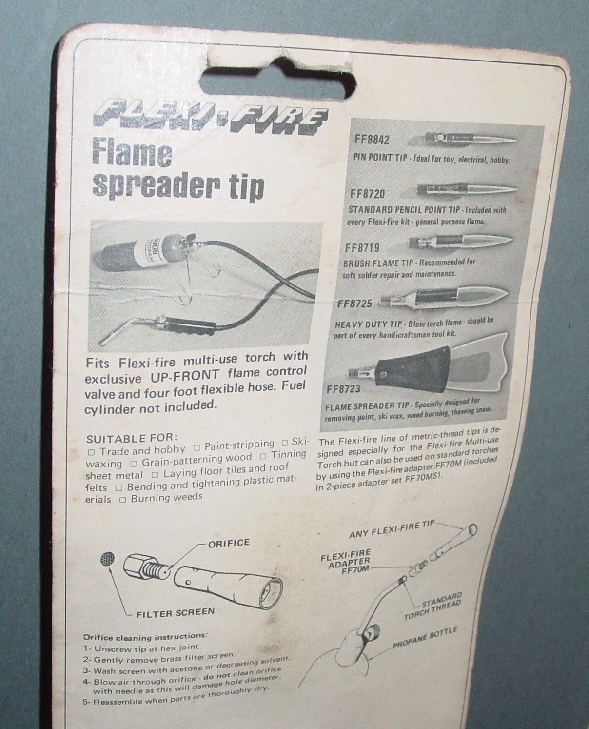 Vintage Gas Torch Flame Spreader Paint Burner Flat Wide Tip Flexi-Fire NOS USA