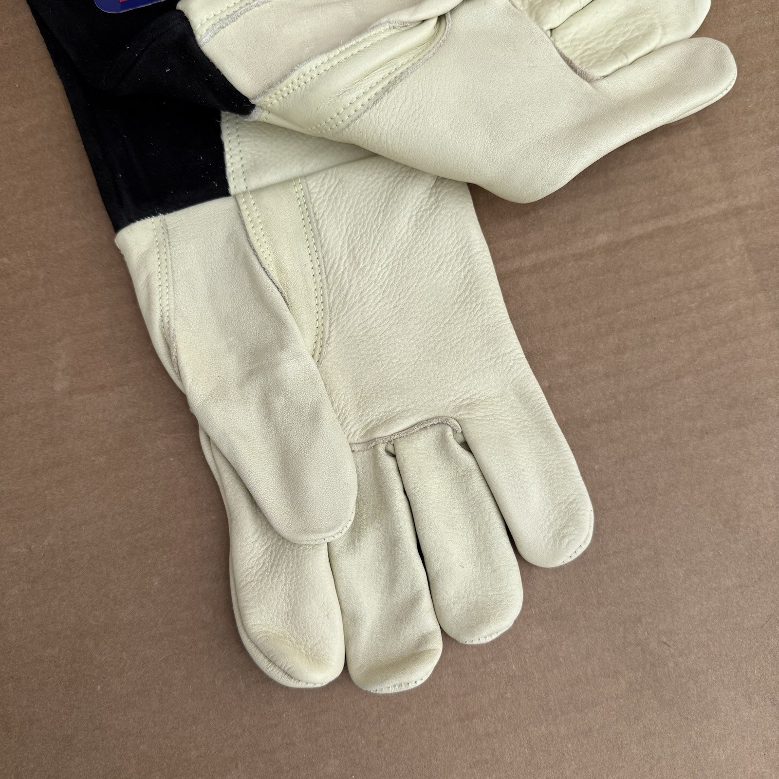 L SIZE Elite Stick Welding Gloves Leather Heat Resistant Gauntlet Cuff Durable