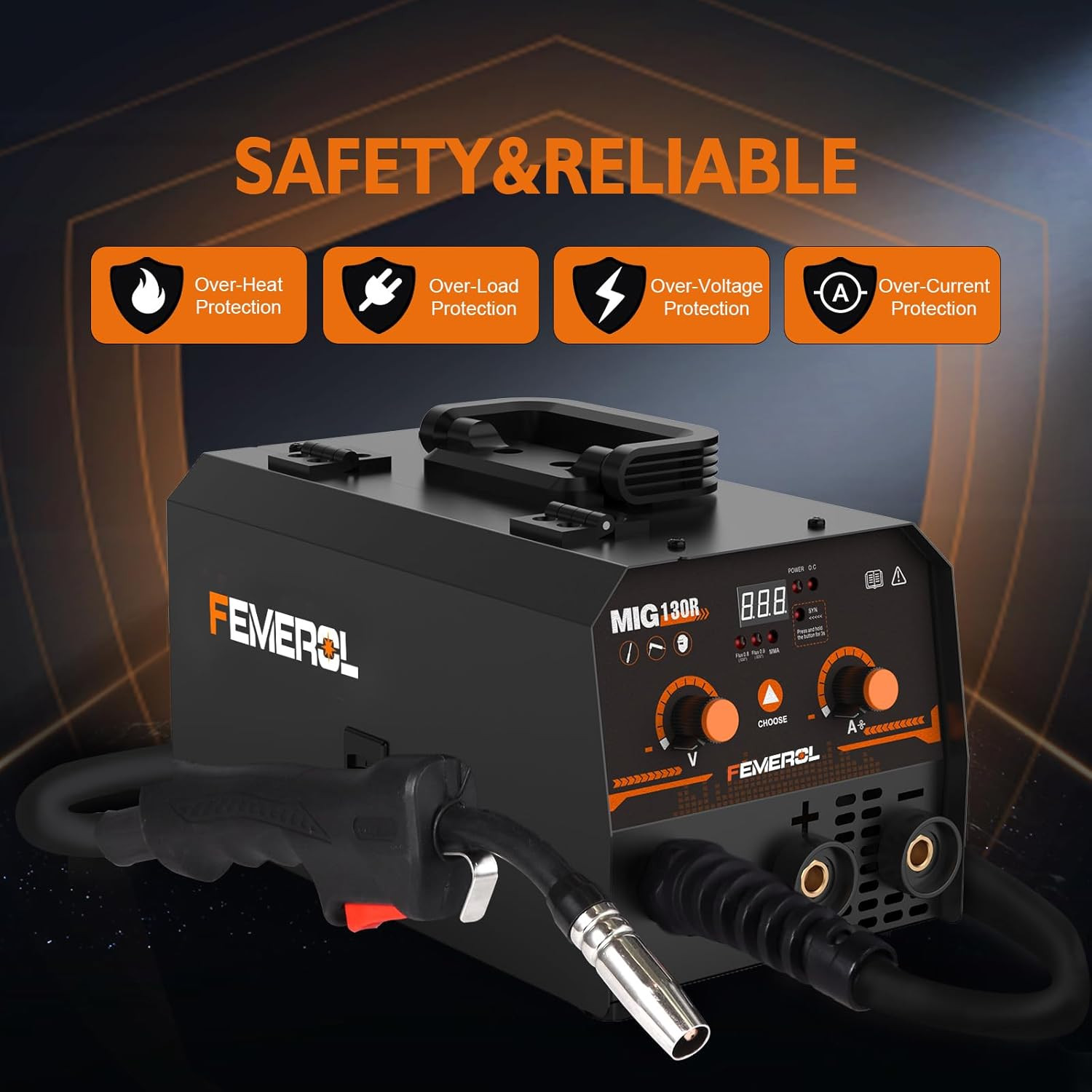 MIG Welder,2 in 1 Flux Core/Stick Welder,130Amp 110V Gasless MIG