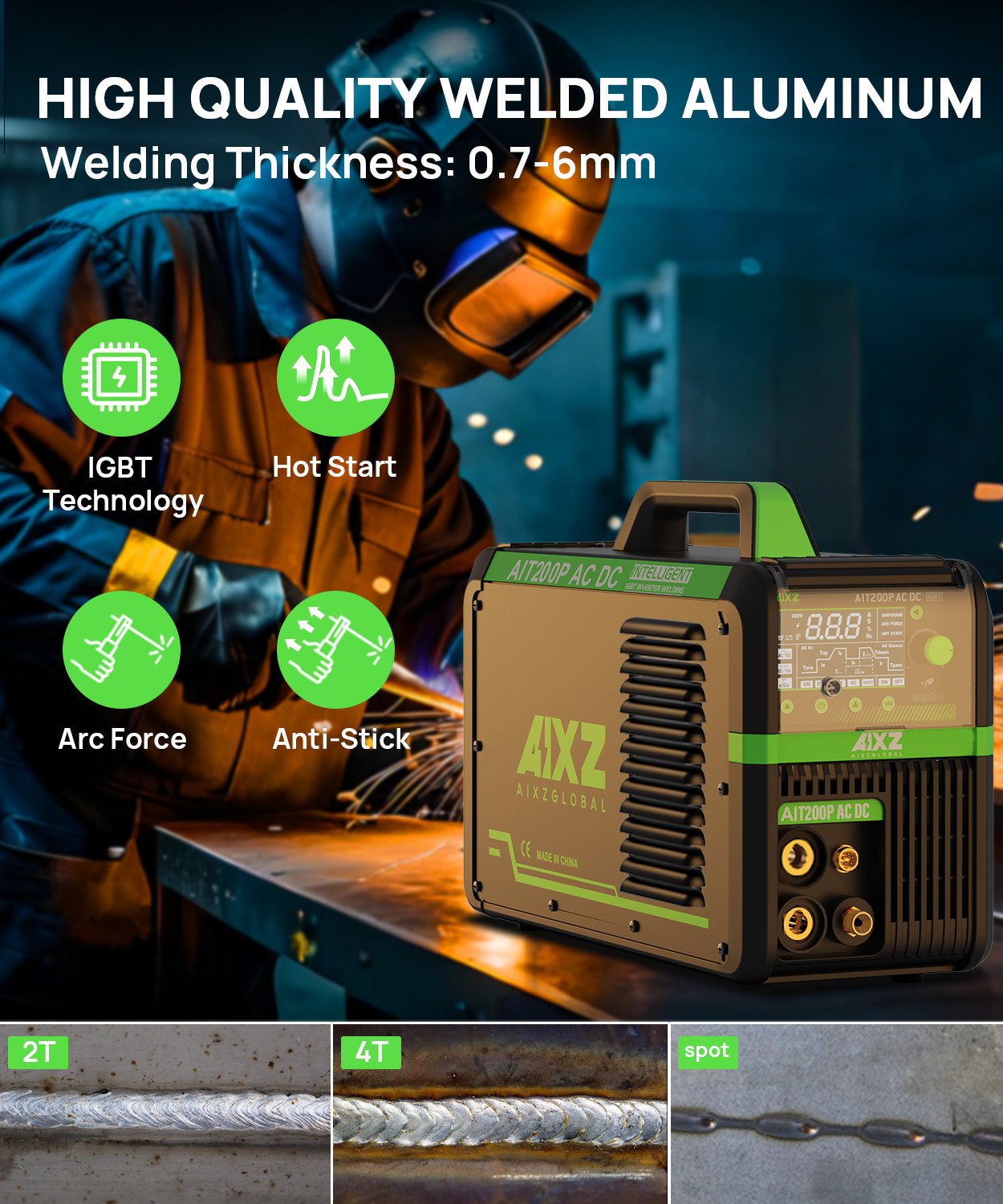 200A Alu AC DC TIG Welder &Foot Pedal Stick Pulse TIG Welding Machine 110V/220V