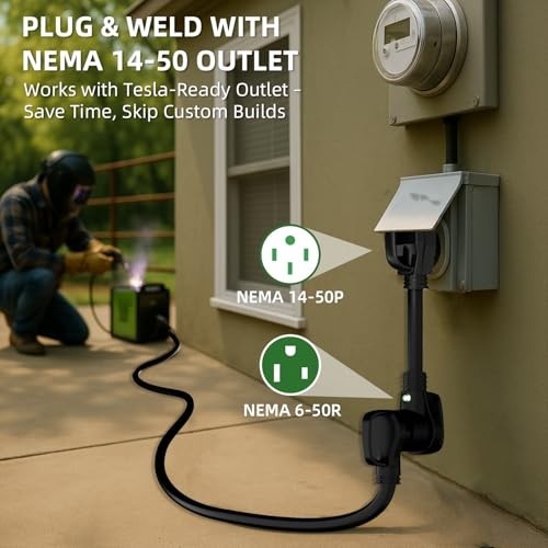 Heavy Duty 1.5FT Welder Adapter Cord NEMA 14-50P to 6-50R, 50A, 6 AWG, Lighted I
