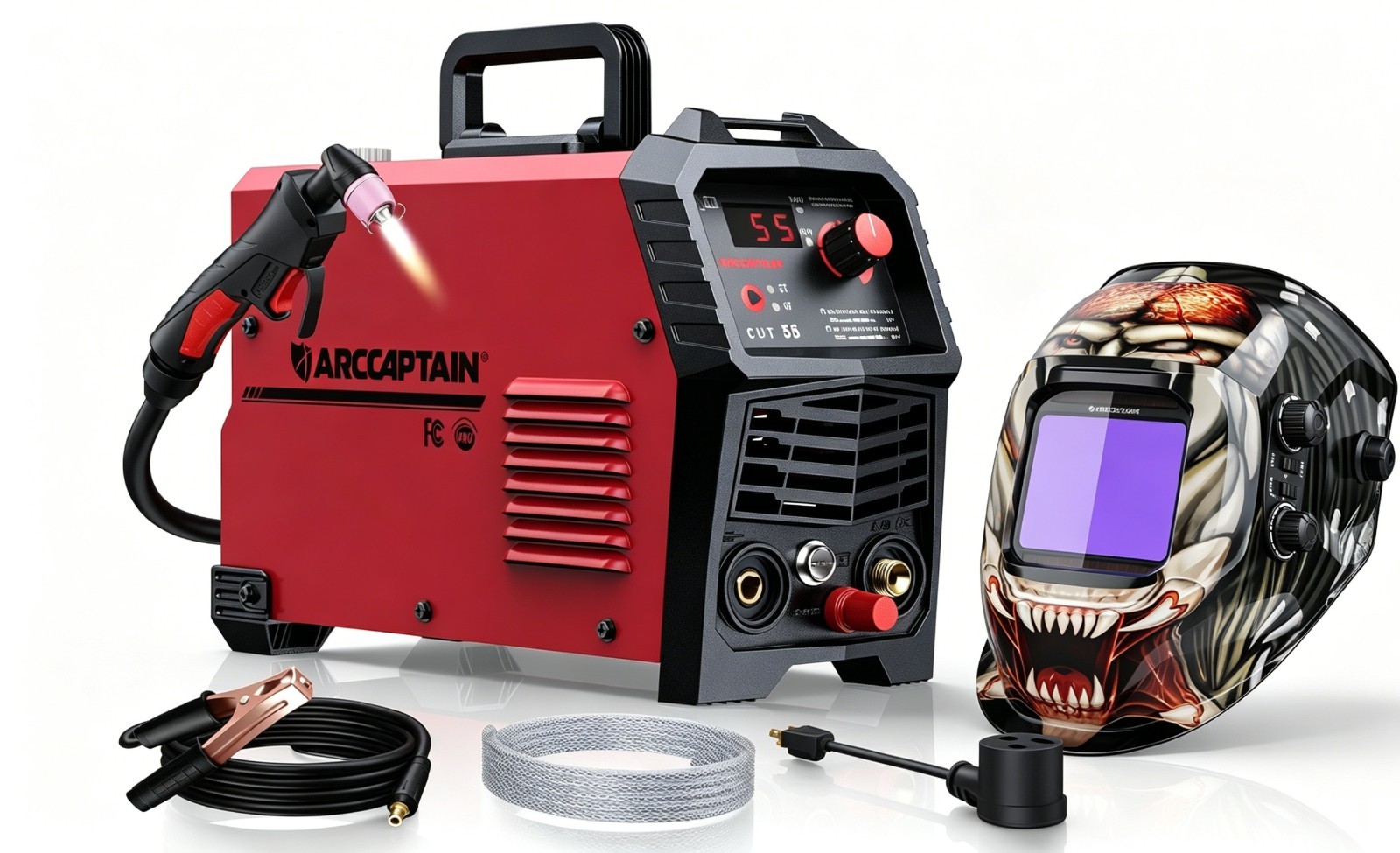 ARCCAPTAIN 55A Plasma Cutter Non-Touch Pilot Arc Dual Voltage 1/2″ Cut 2T/4T DIY