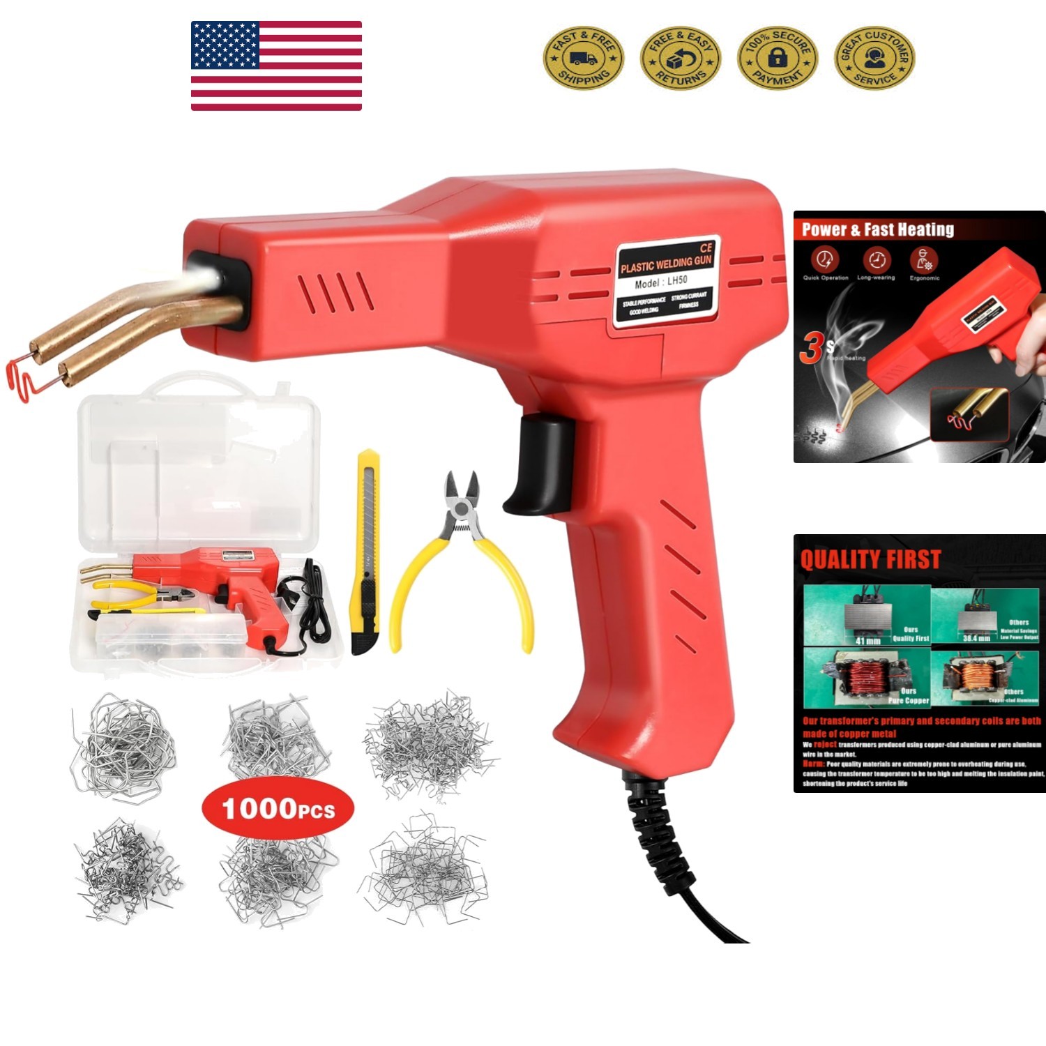 Versatile Hot Stapler Kit with 1000 Rust-Proof Staples for Plastic Repairs