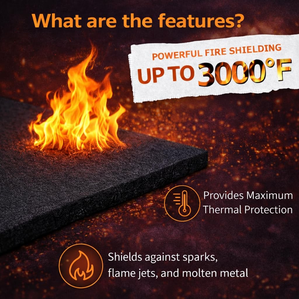 Welding Blanket Fireproof 20 x 24Inch | 20 x 24 inches(0.5m x 0.6m), Black