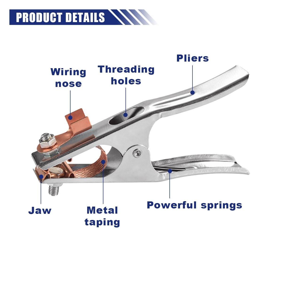 2PCS 500A Welding Ground Clamp, Manual Welder Electrode 500A, Silver