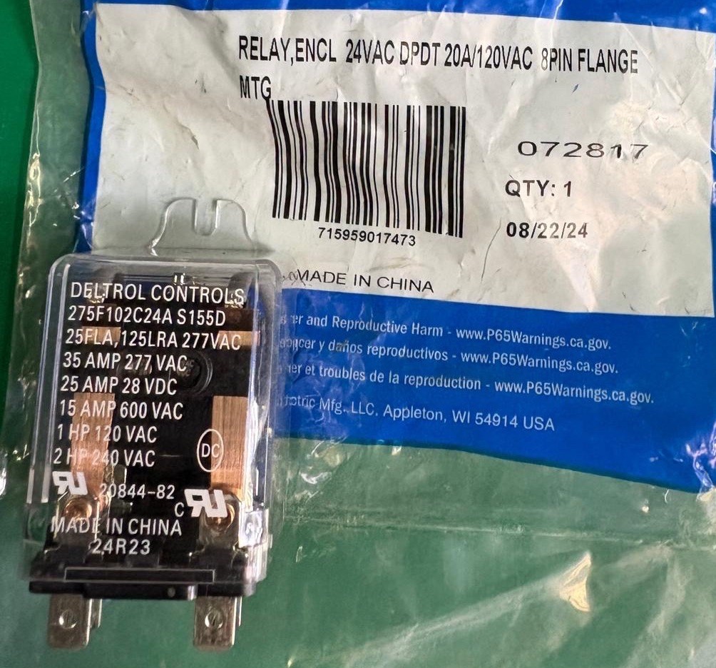 072817 Miller Relay 24V AC 2PDT Miller Welder Parts NEW OPEN BAG Same As 109006