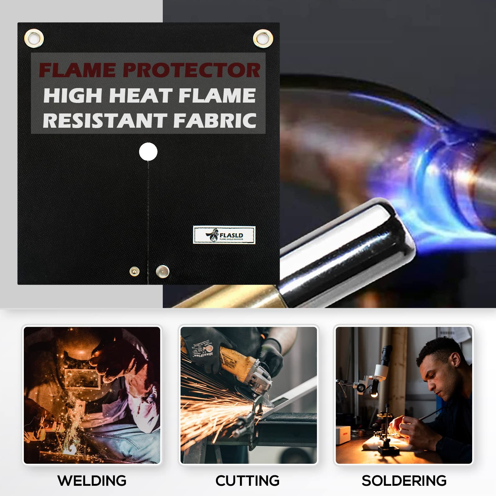 FLASLD Welding Blanket & Soldering Heat Shield Mat, 12”x12” Flame 2 Pack