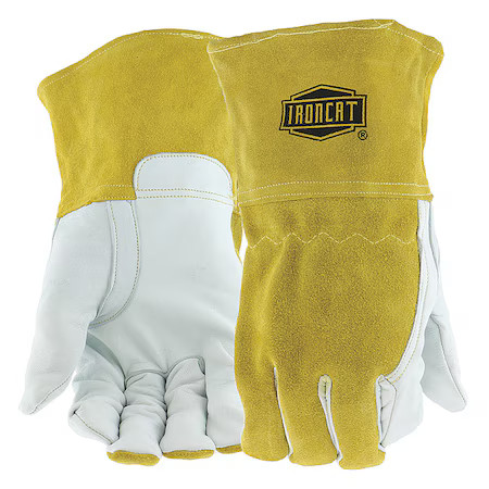 Ironcat 6143/Xl Welding Gloves, Gauntlet Cuff, Reinforced Thumb, A Cowhide, Xl,