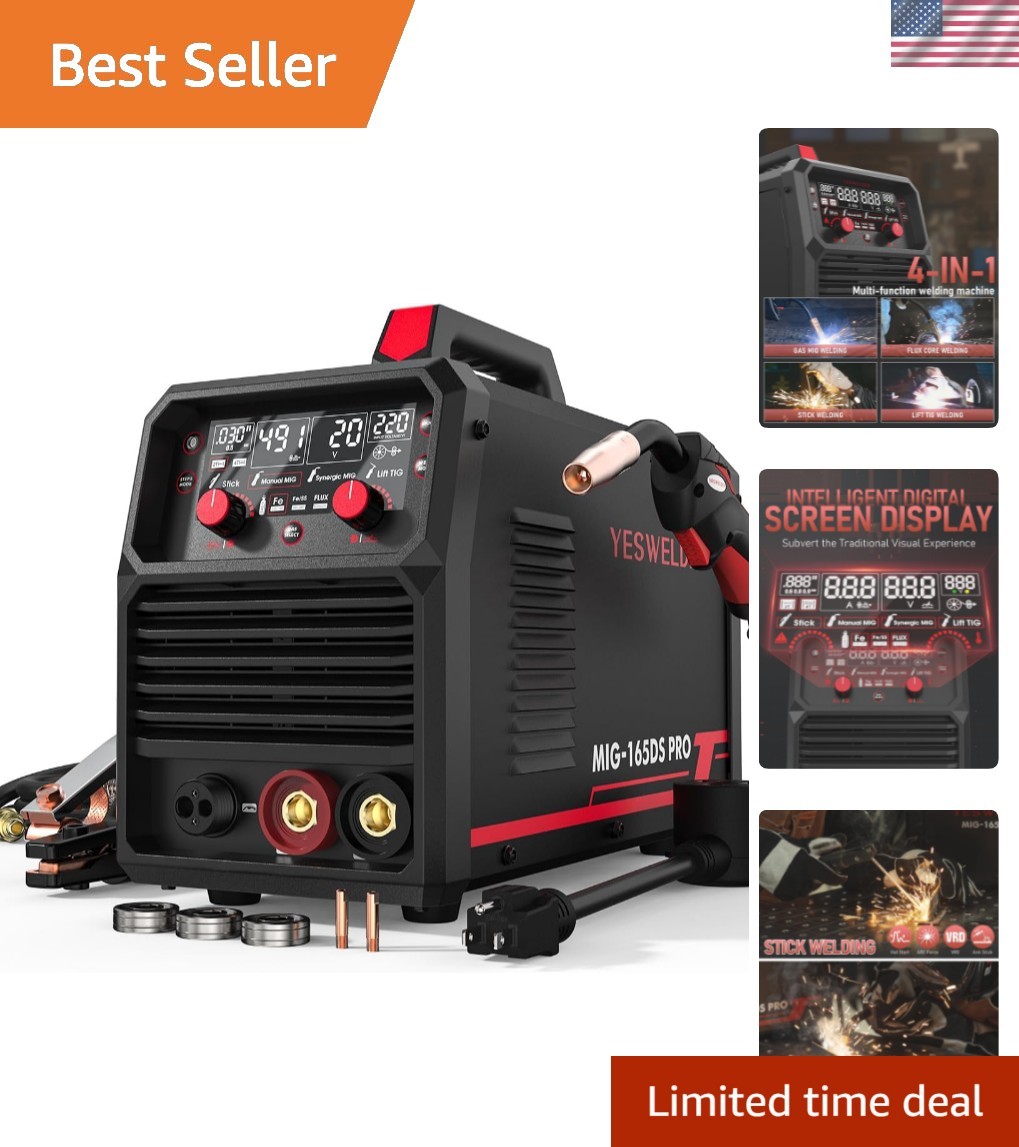 165A MIG Welder, 110V/220V Dual Voltage, 4 in 1 Gas MIG/Flux Core MIG/Lift TI…