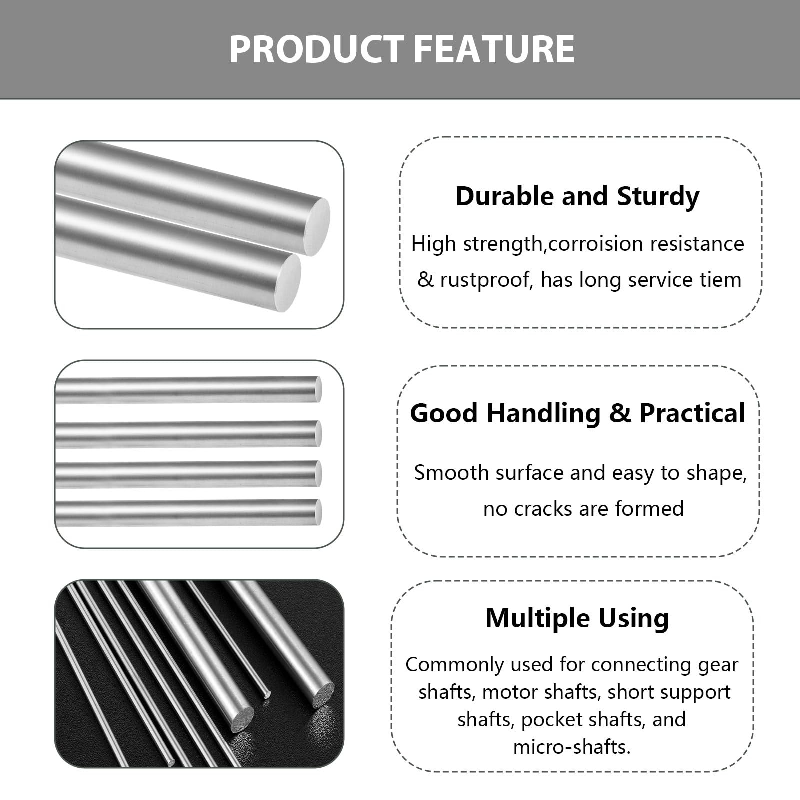 12 Pcs 304 Stainless Steel Round Rod,Phiowocx 1/8” x 12” Metal Solid 3mm