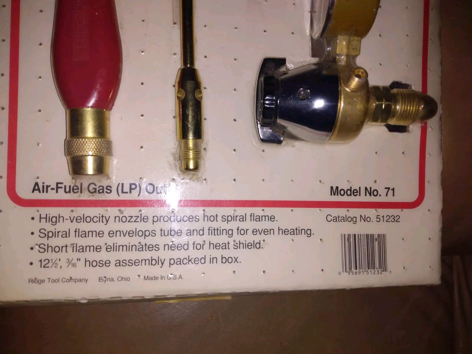 RIDGID AIR-FUEL GAS LP OUTFIT SPIRAL FLAME CUTTING TORCH MODEL 71 w/ 12.5′ HOSE