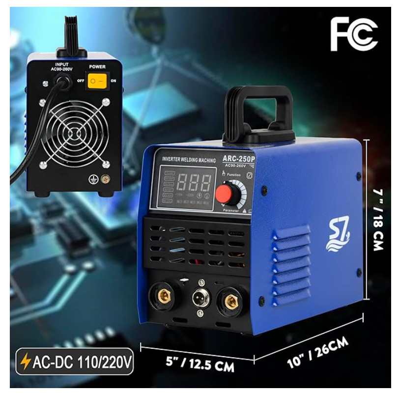 S7 2-in-1 Stick Welder and Plastic Welder, ARC-250P 110V/220V MMA Welding Machin