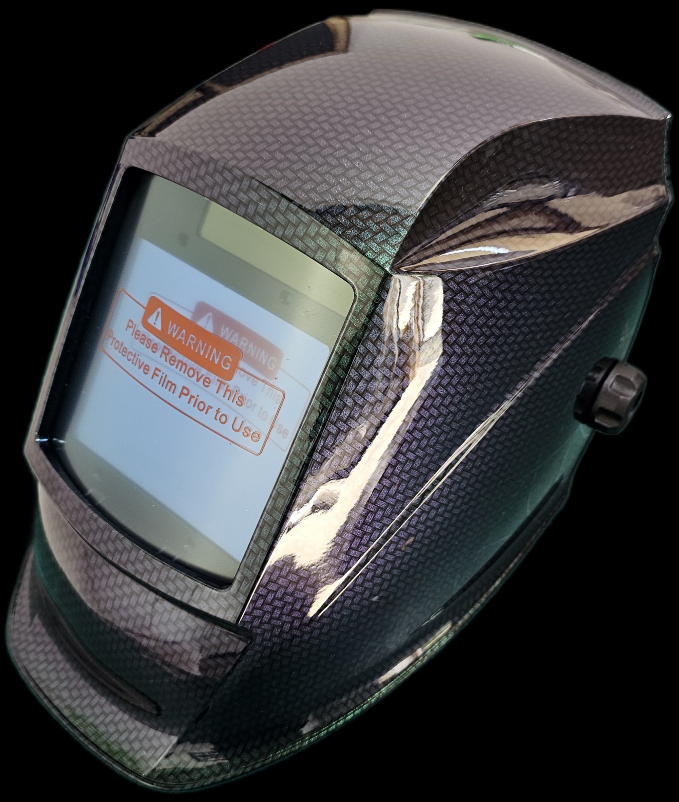 Hydro Dipped Welding Helmet AUTO DARK FLIP FLOP GREEN TO PURPLE Carbon Fiber