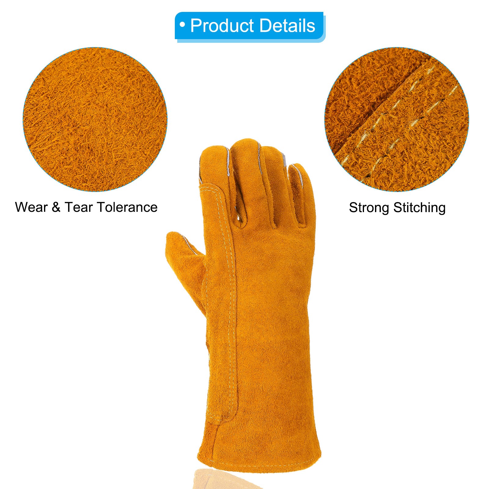 2 Pack Right Double Side Thickened Fireproof Stitching 14.2×5.5inch, Yellow