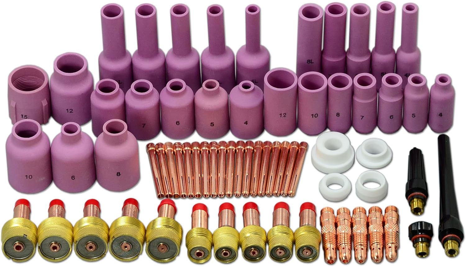 TIG Jumbo Gas Lens Collet Body Alumina Nozzle Ceramic Cups Assorted Size Kit Fit
