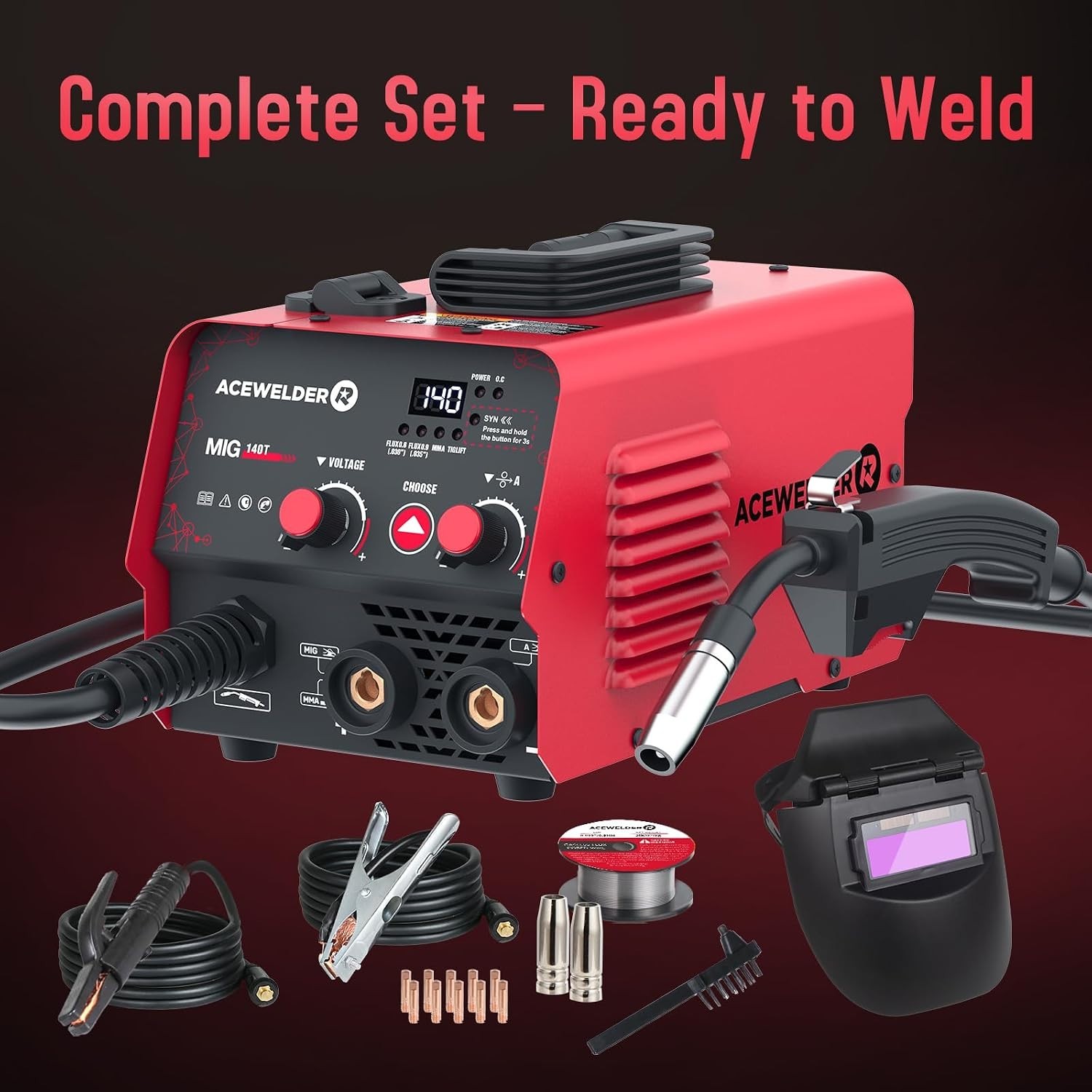 3 IN 1 Welder 140A Gasless Flux MIG/Lift Tig/Stick Welding Machine 110V Inverter