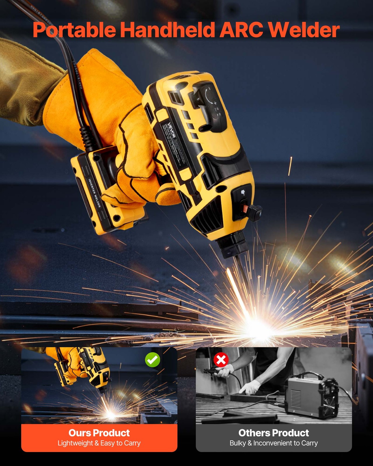 VEVOR Portable Handheld Welding Machine 20-120A with 5-Level Current Adjustment