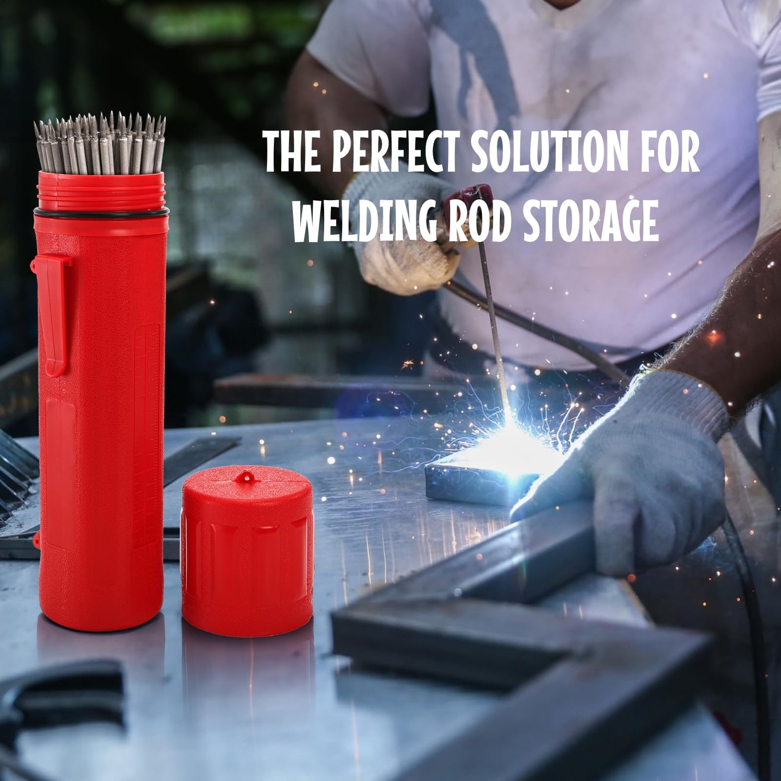 2 Pack Welding Rod Holder, 14″ Carbon Steel Stick Electrode Storage Tube, Wat…