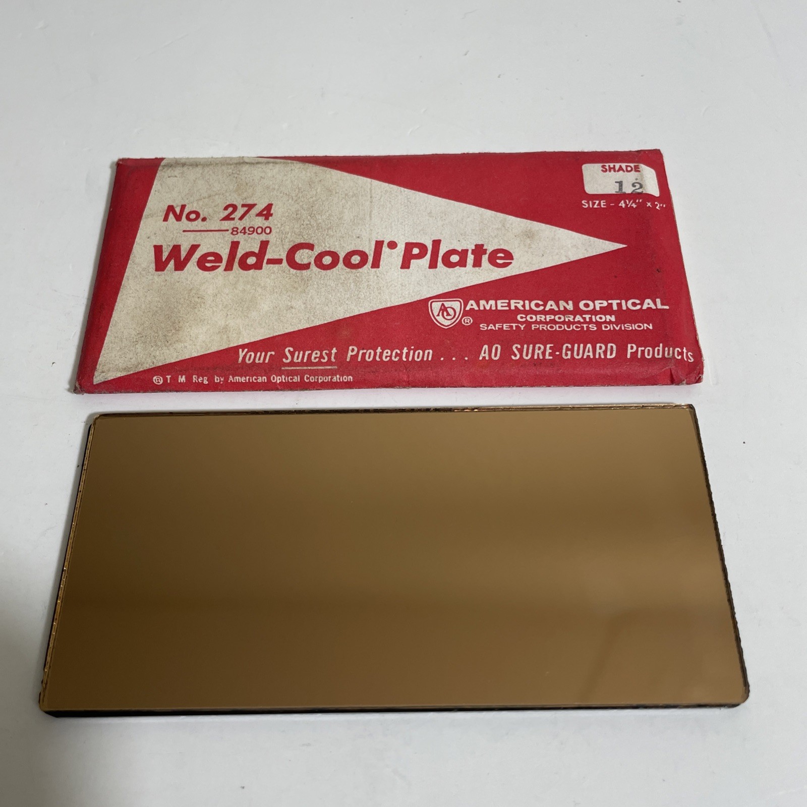 American Optical Weld Cool No. 274 WC12 Shade 12 Welding Plate Lens 2″ x 4 1/4″