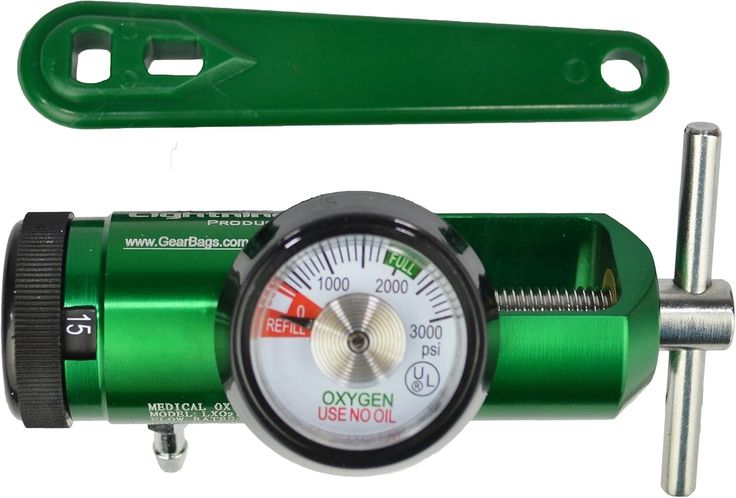 O2 Mini Oxygen Regulator CGA-870 Gauge Flow Rate 0-15lpm with Wrench