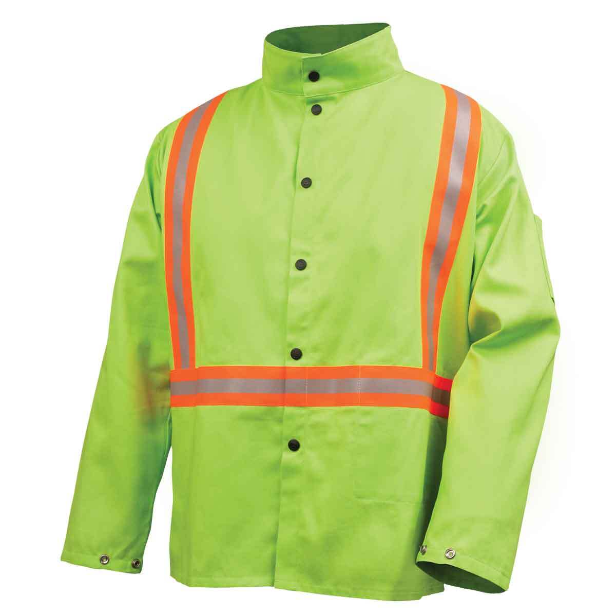 Black Stallion JF1010 FR Cotton Jacket with FR Reflective Tape, Lime, 2X-Large