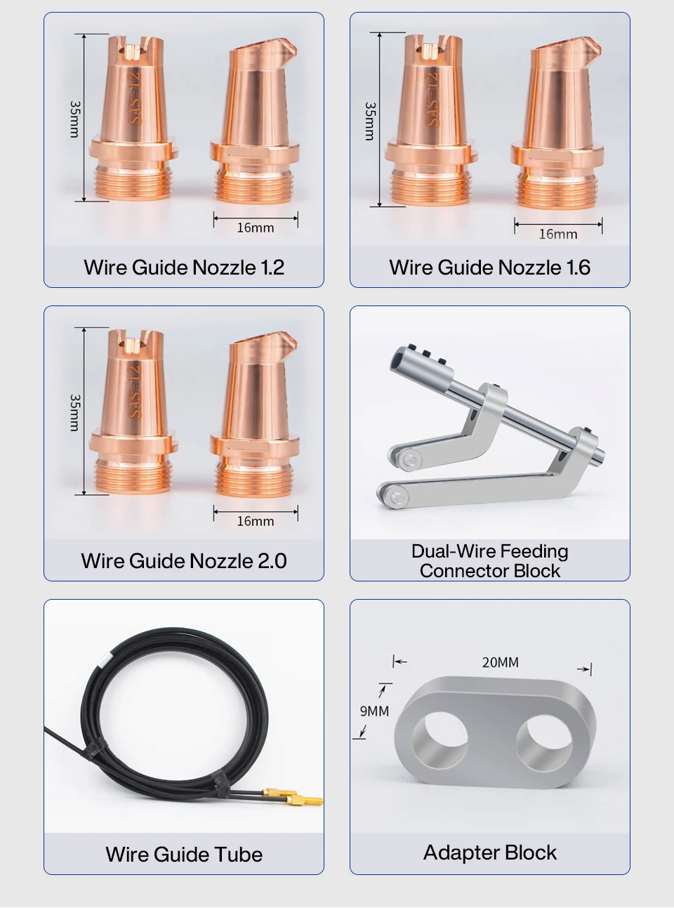 10pcs Laser Welding Wire Feed Nozzle Double Guidance Nozzle For SUP21T SUP23T