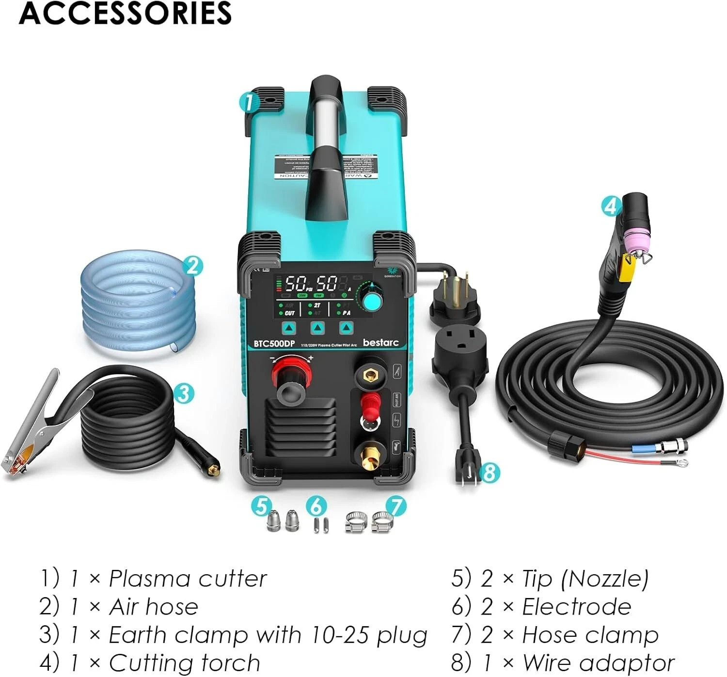Plasma Cutter Cutting Machine Pilot Arc BTC500DP 50Amps Dual Voltage 110/220V
