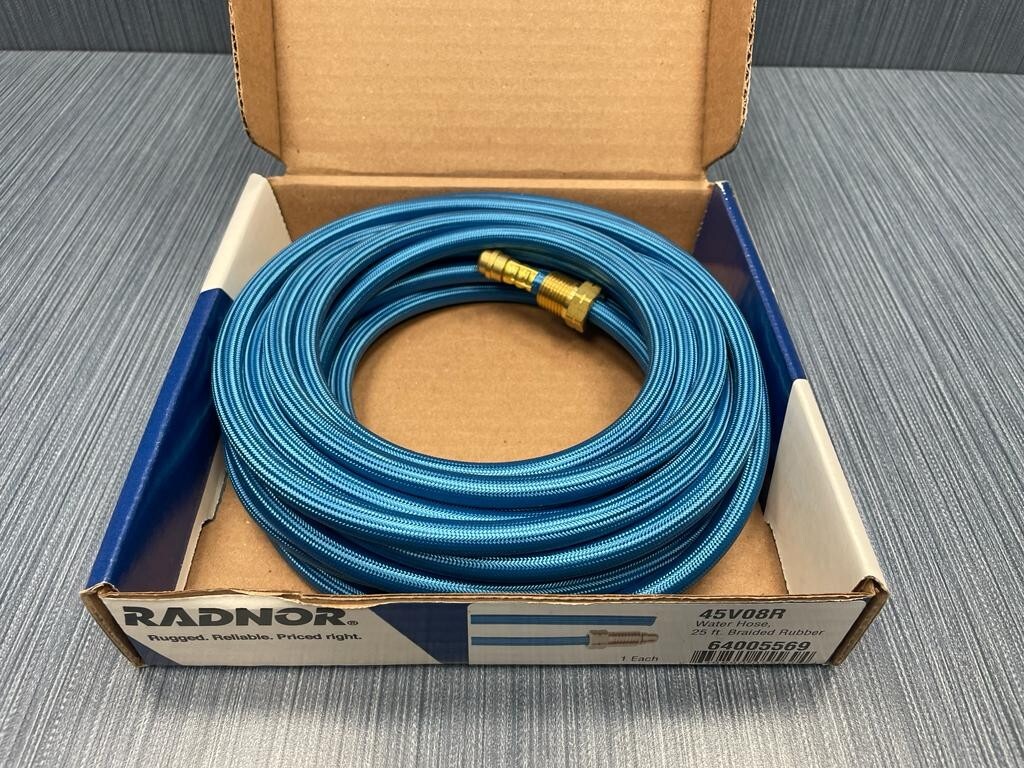Radnor 45V08R Water hose, 25 ft. Braided Rubber 639890055694 Tig Welding
