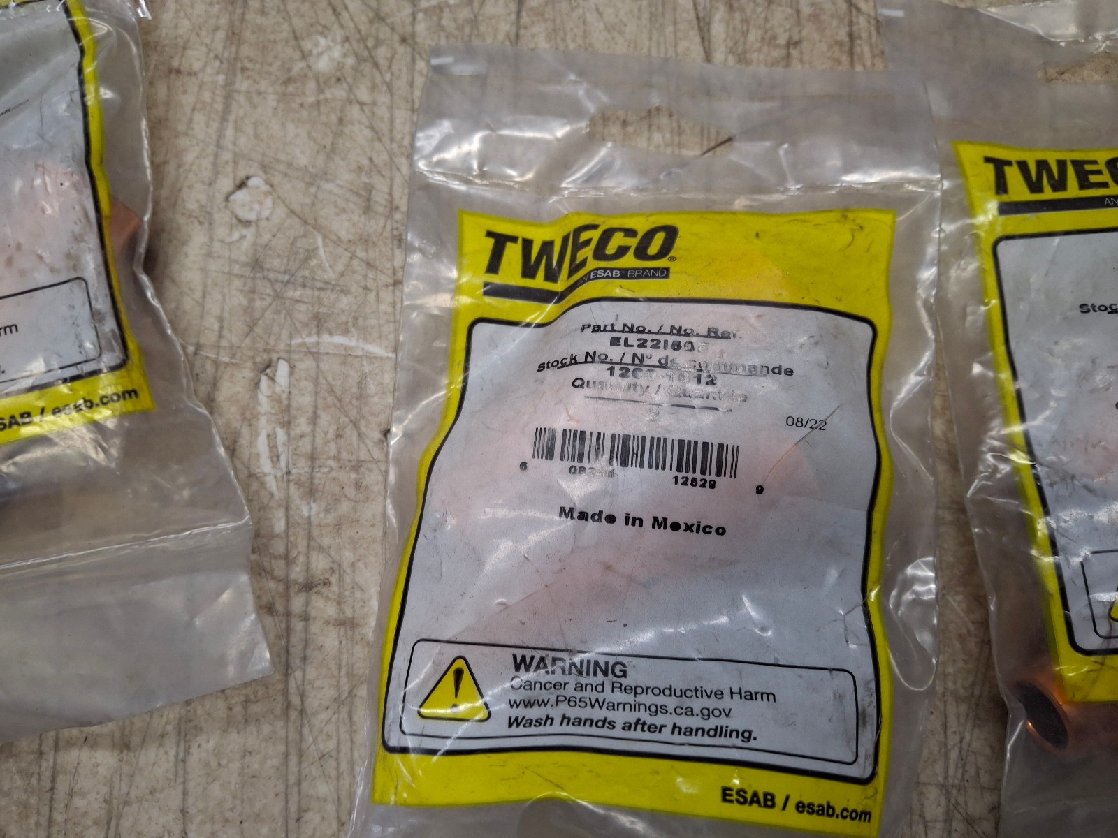 6 Qty. Tweco – EL22I-50F Slip-on Copper MIG Gun Nozzle – 1260-1612 Bore 1/2″