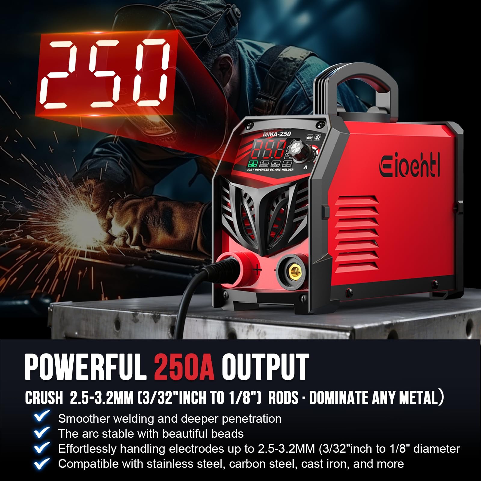 250Amp Stick Welder 110V/220V Dual Voltage, with LED Display ARC Welding…
