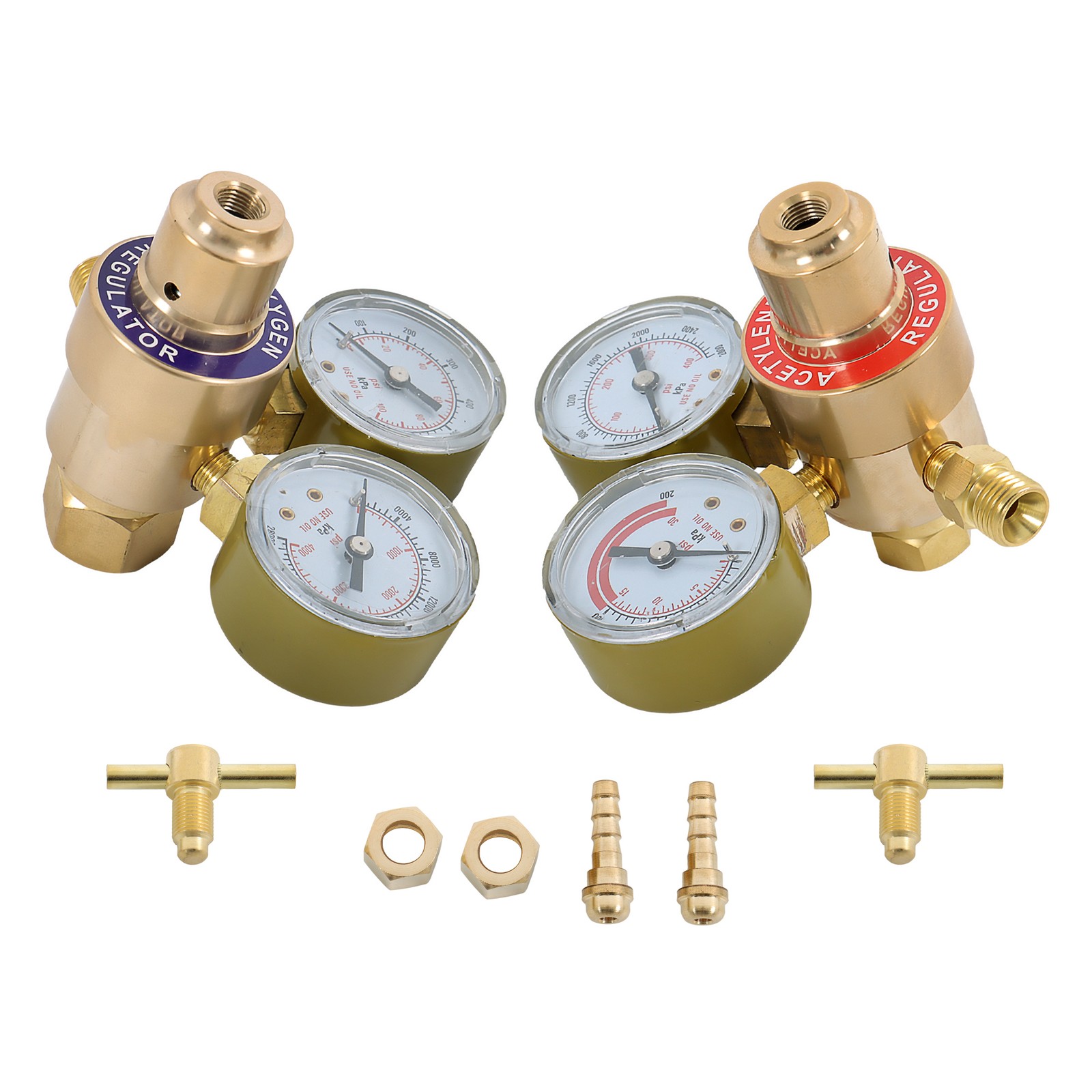 Oxygen Acetylene Gas Regulator Set Welding Cutting Torch Dual Gauge Solid Brass