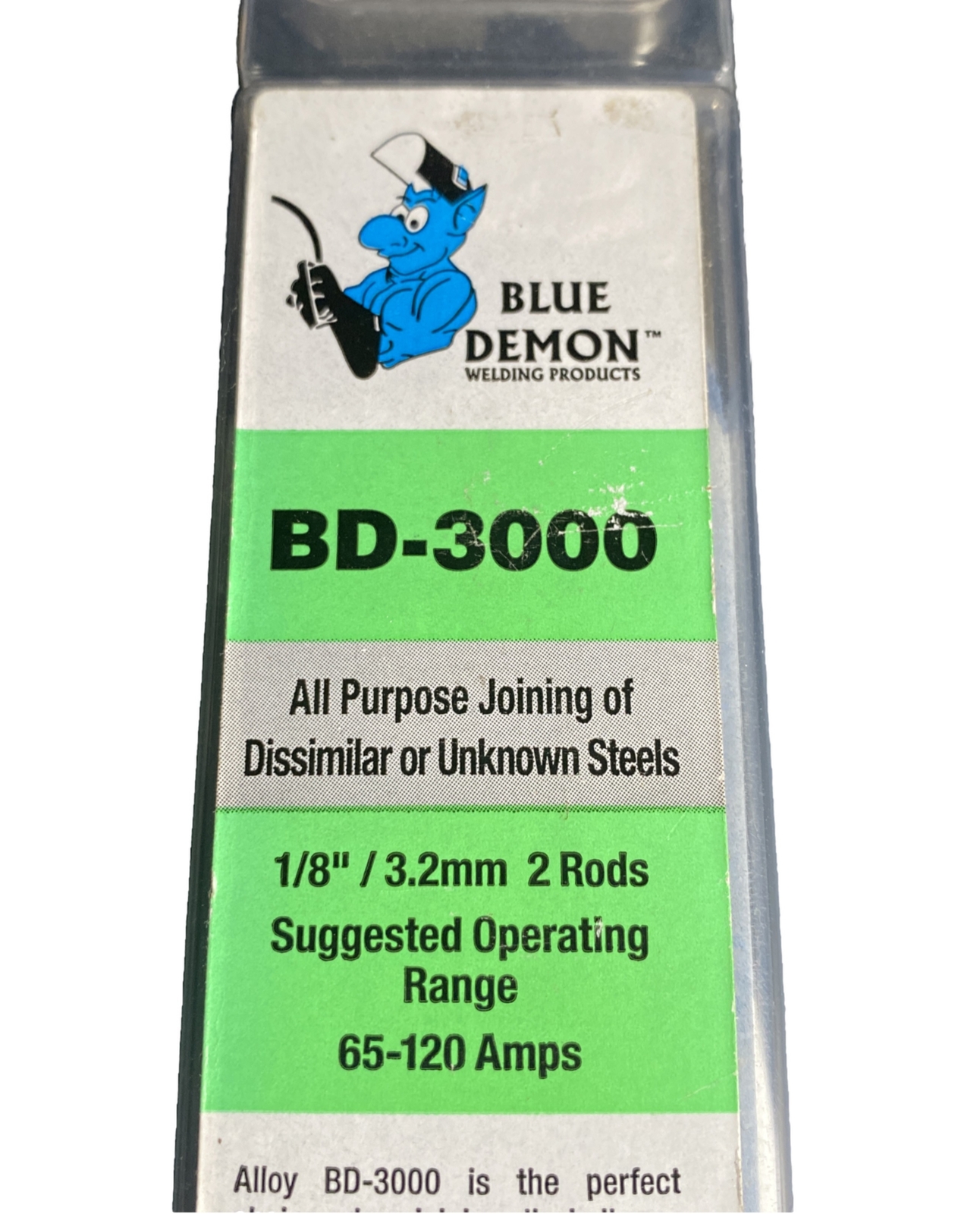 BD-3000 Blue Demon Welding Rods 1/8” 3.2mm 2 Rods 65-120 Amps 7408