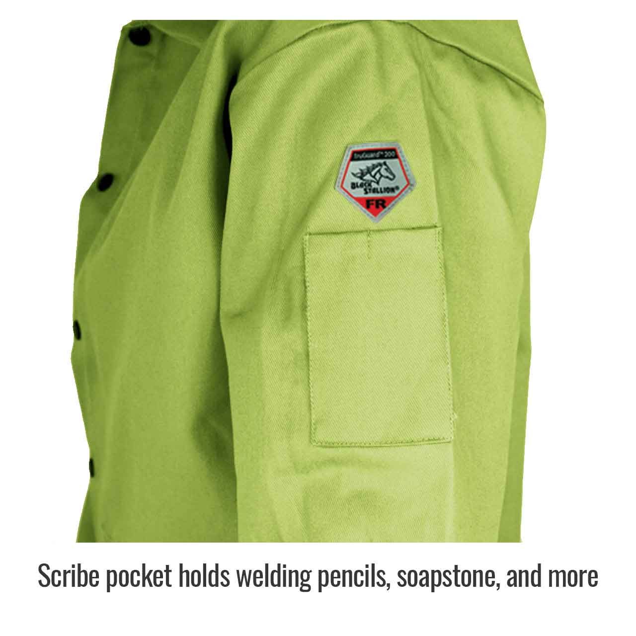 Black Stallion FL9-30C FRCotton Welding Jacket Lime 30″ 9 oz 2X-LG