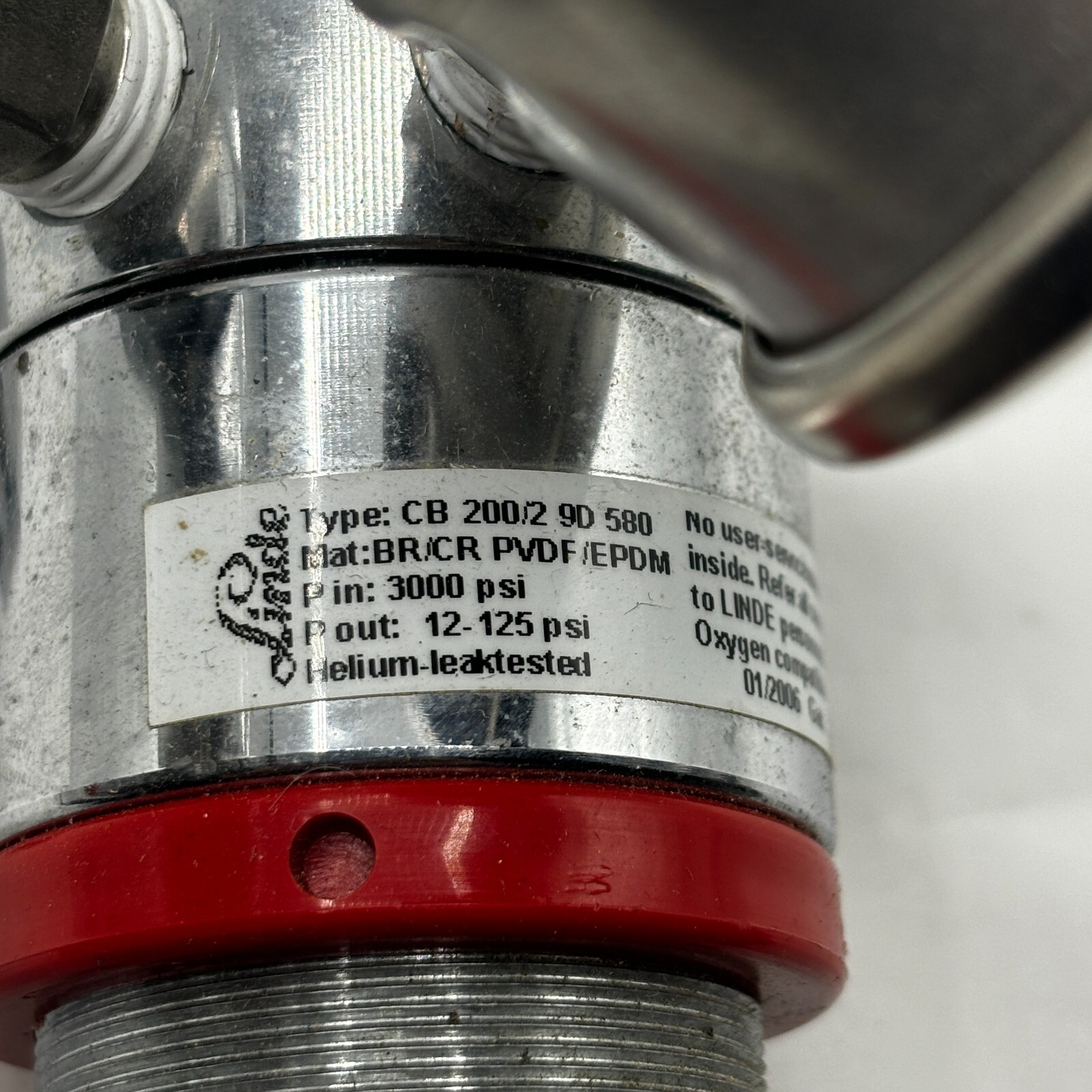 LINDE CB 200/1 9D 580 CYLINDER PRESSURE REGULATOR SINGLE STAGE CB200/1 9D580 🔔