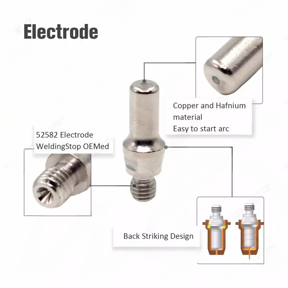 IPT-60 PT-60 Plasma Torch Electrode Contact Tip Retaining Cap Drag Shield 21pcs
