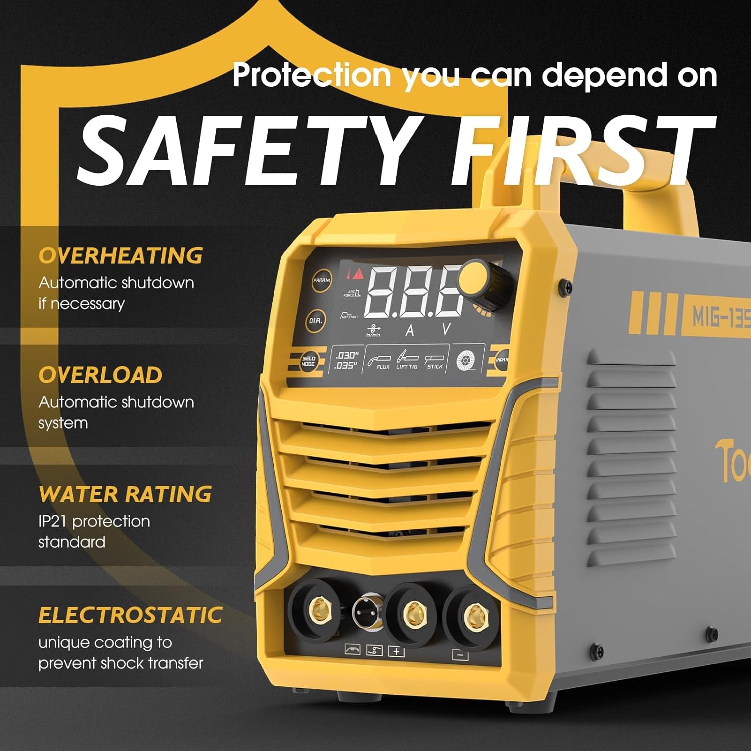 135A Gasless Flux Core 110V Flux MIG/Lift TIG/Stick 3 in 1 Welding Machine IGBT