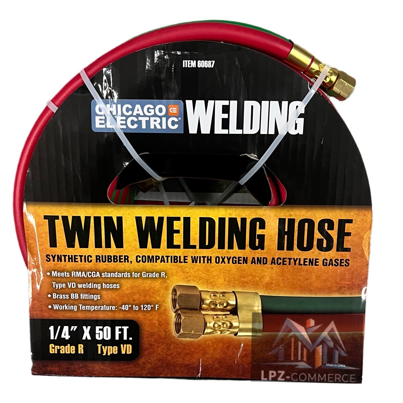 Chicago Electric Welding Twin Hose 1/4″ X 50ft. Grade R Type VD NOS