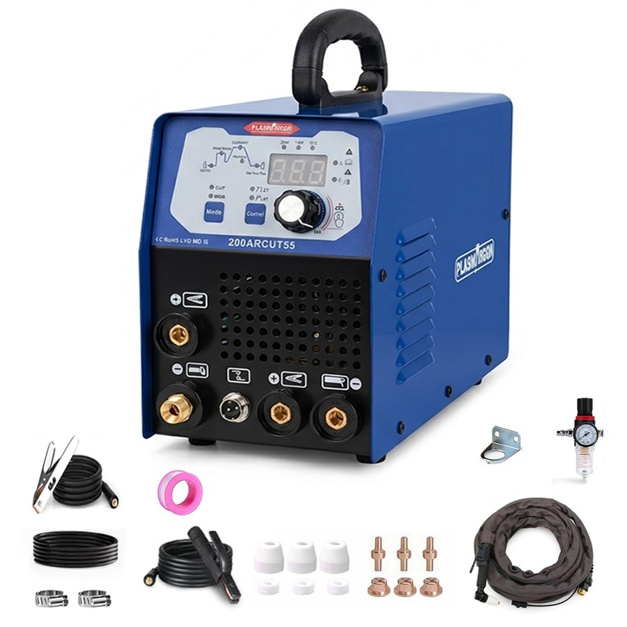2-IN-1 Plasma Cutter Stick Welder,110V/220V 55A CUT/200A MMA,2T/4T,IGBT Inverter