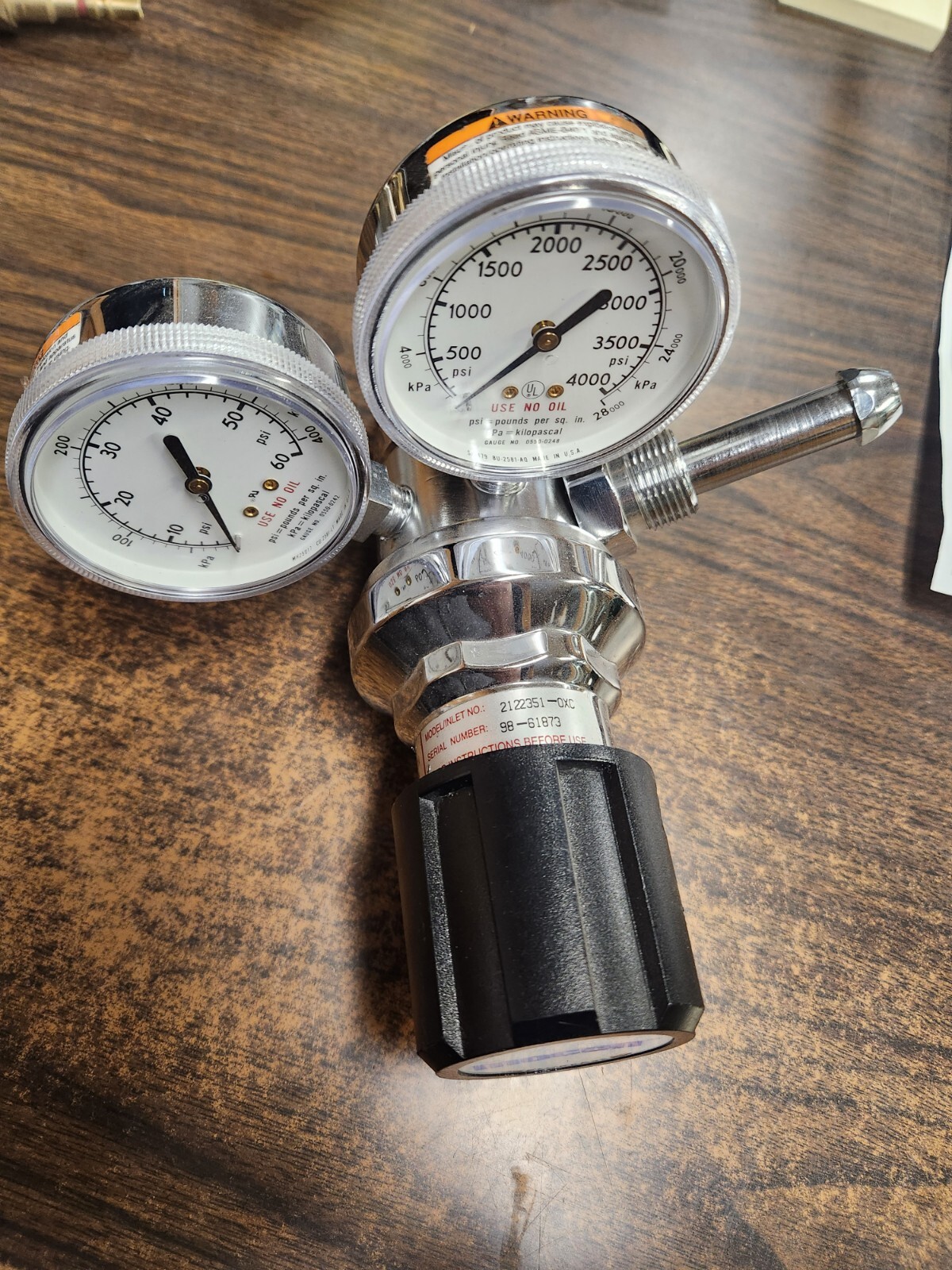 Concoa 2122351-OXC Regulator CGA580 Forged Brass Body, Stainless Steel Diaphragm