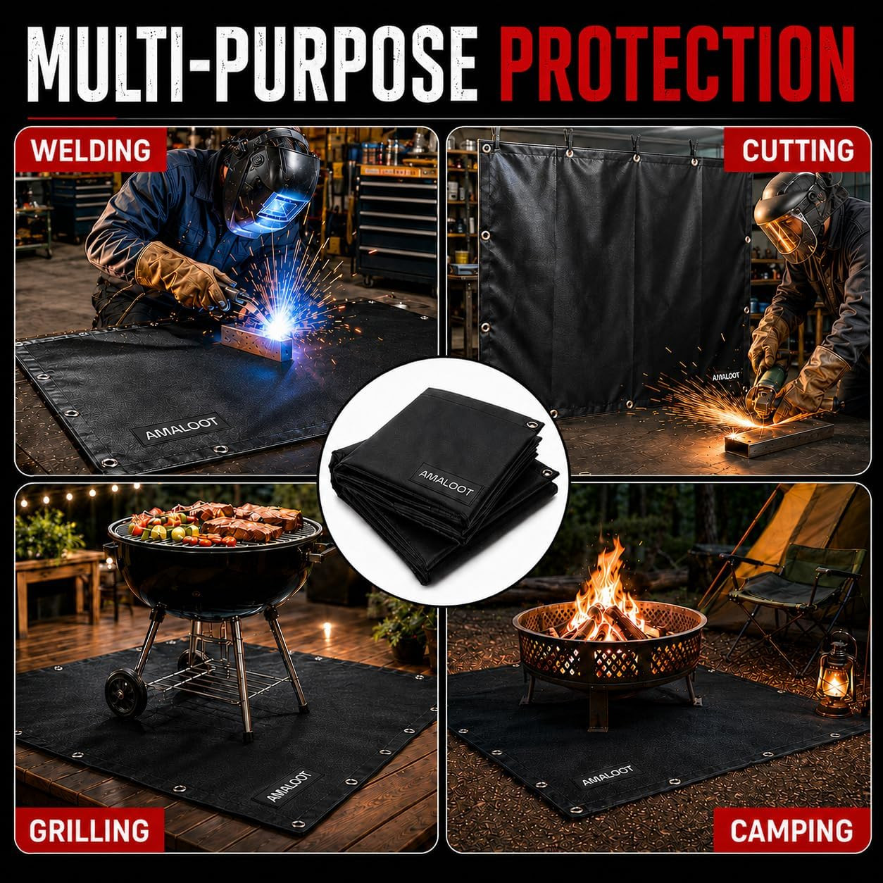 AMALOOT® Heavy Duty Welding Blanket 2-Pack – Silicone Coated Fiberglass Fireproo