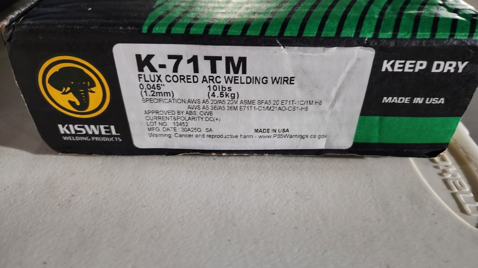 New Kiswel K-71TM Flux Cored Arc Welding Wire 0.045″ (1.2mm) 10lbs