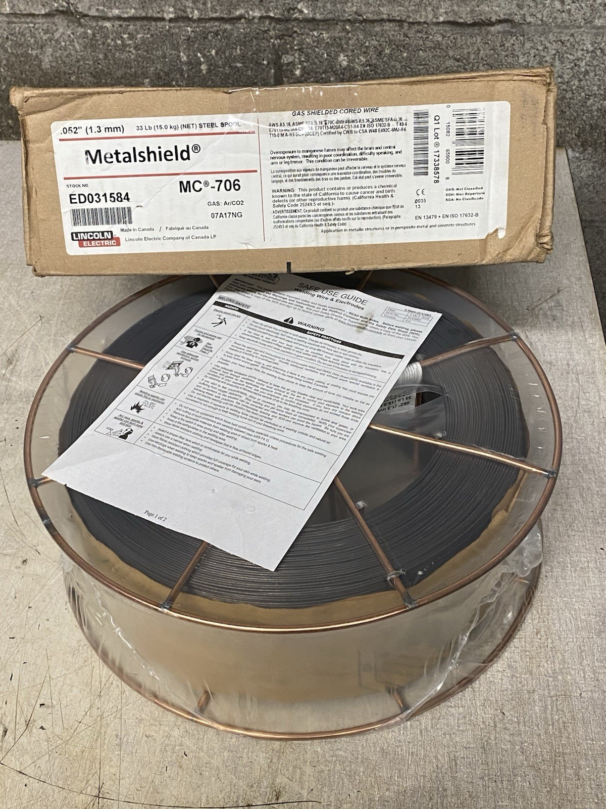 METALSHIELD MC-706 .052″ 33lb Wire ED031584 Lincoln Electric