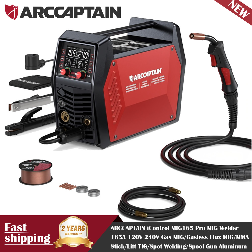 ARCCAPTAIN 165A 6-in-1 Multi-Process Welder, MIG/TIG/Stick/Spot, 120V/240V Dual