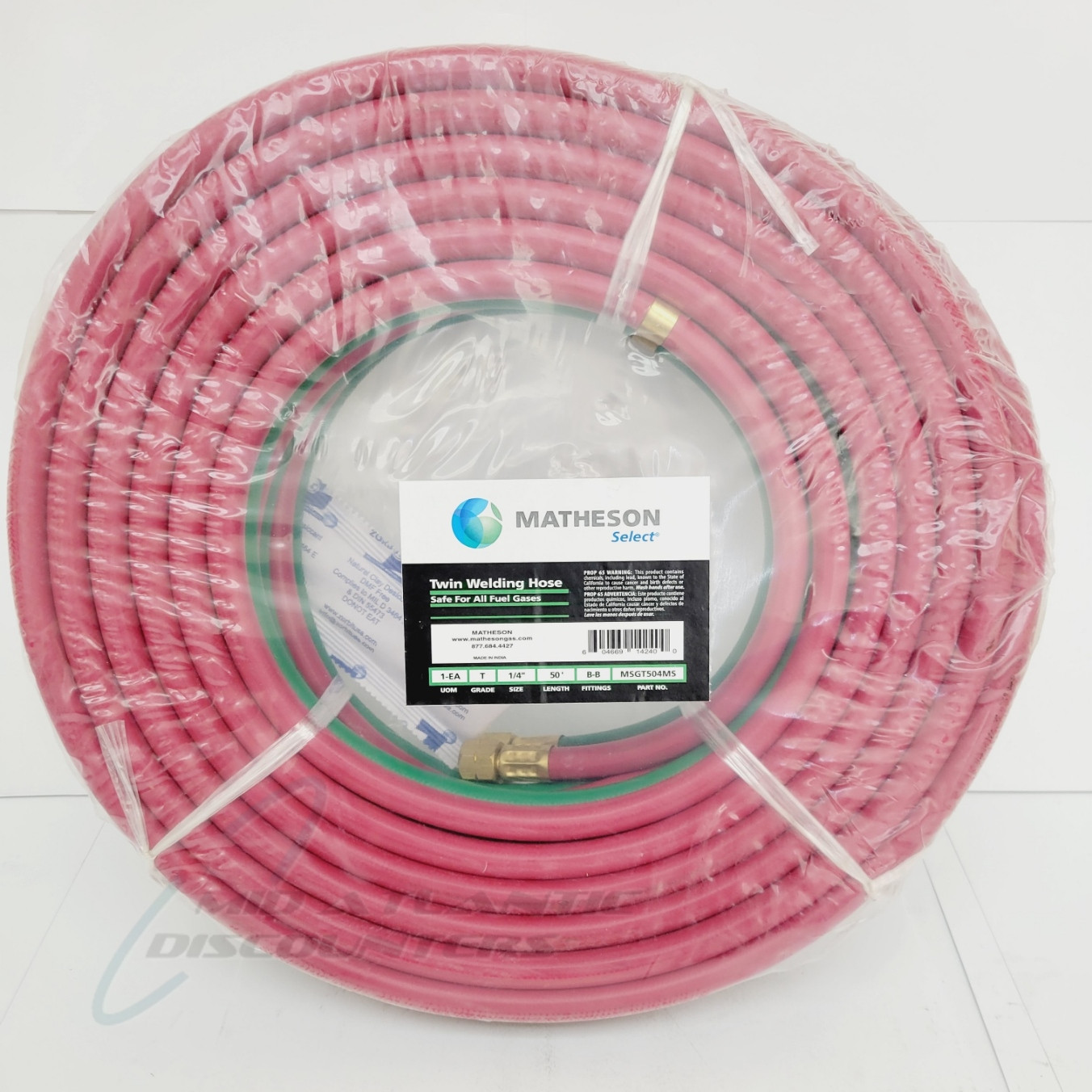 Matheson 50′ Grade T 1/4″ Twin Welding Hose with BB Fittings All Fuel Gases