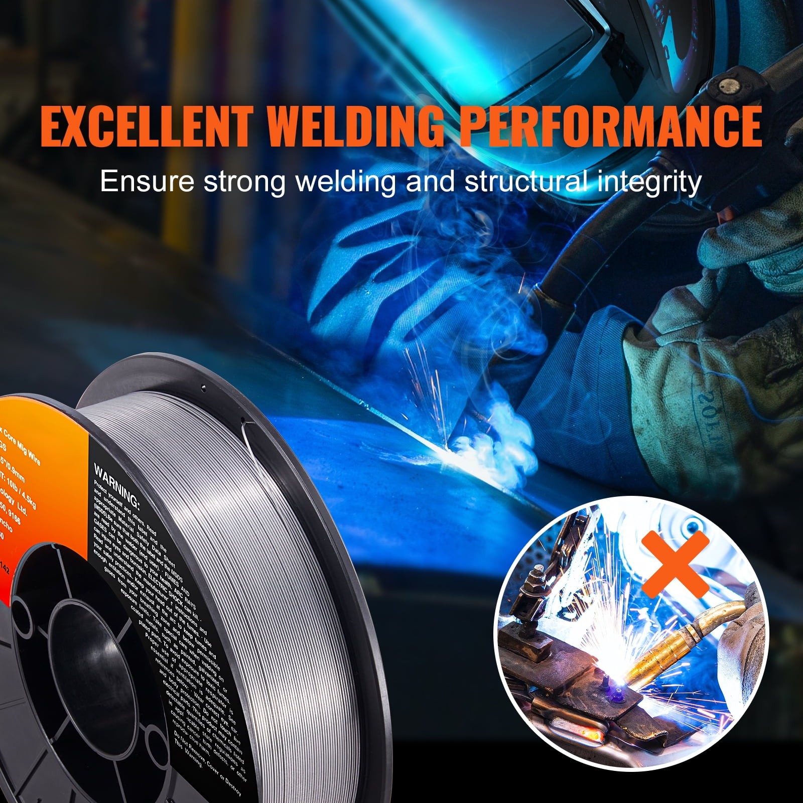 Gasless Mild Steel MIG Welding Wire with Low Splatter for All Position Arc