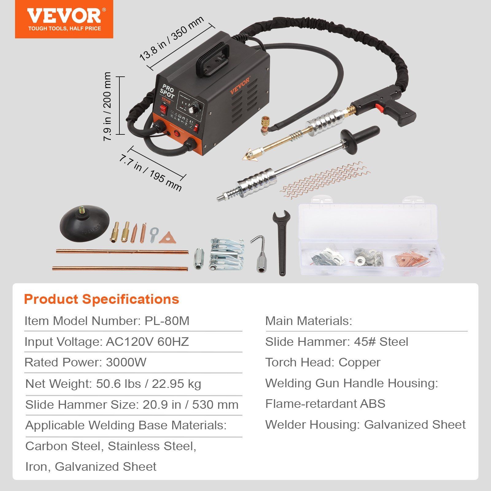 3KW 6-Mode Spot Welder & Dent Repair Kit with 16 Accessories for Auto Body