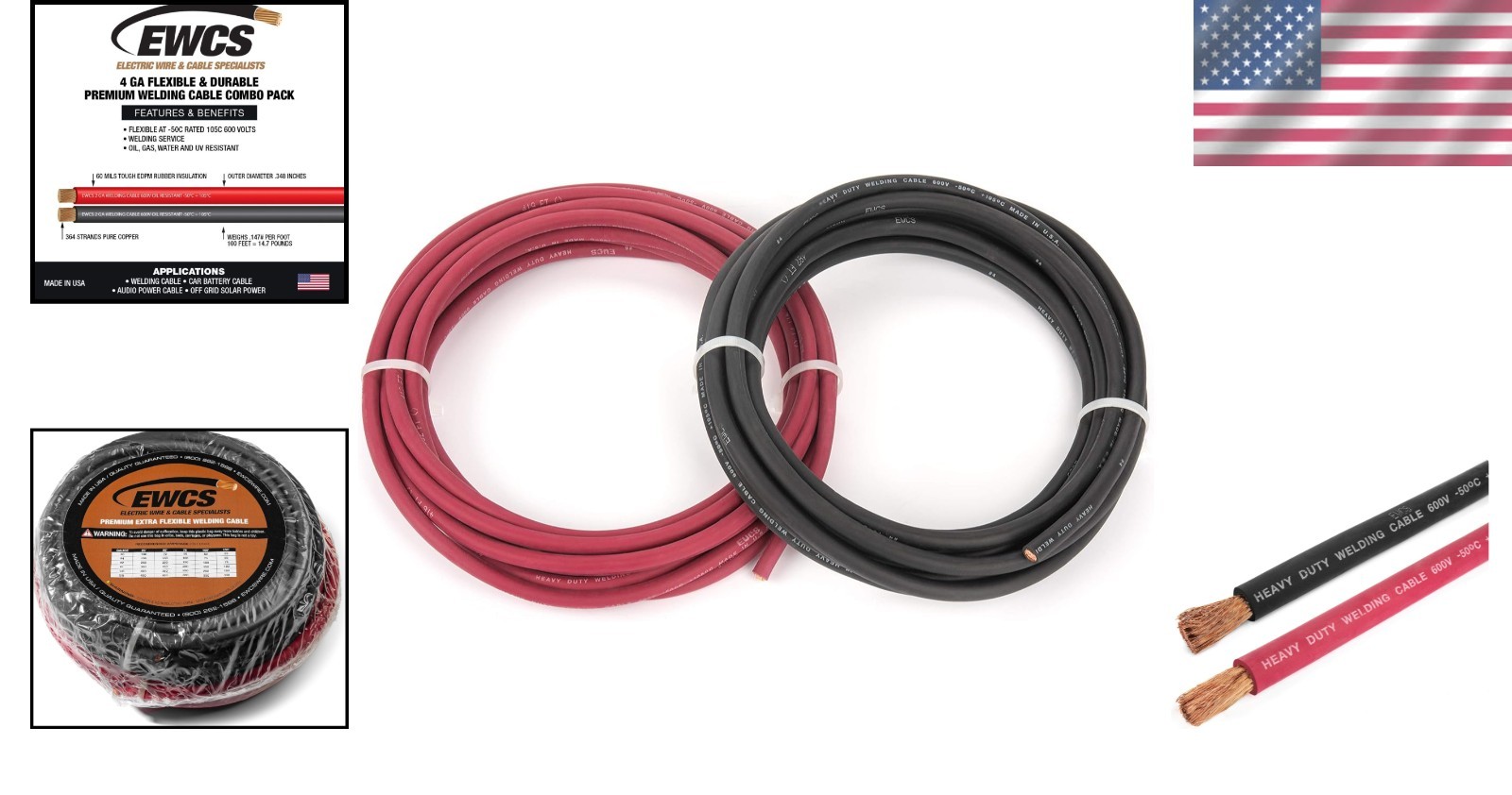 Extra Flexible 4 Gauge Welding Cable – 600 Volt, 30 Feet Total, Quality Assured