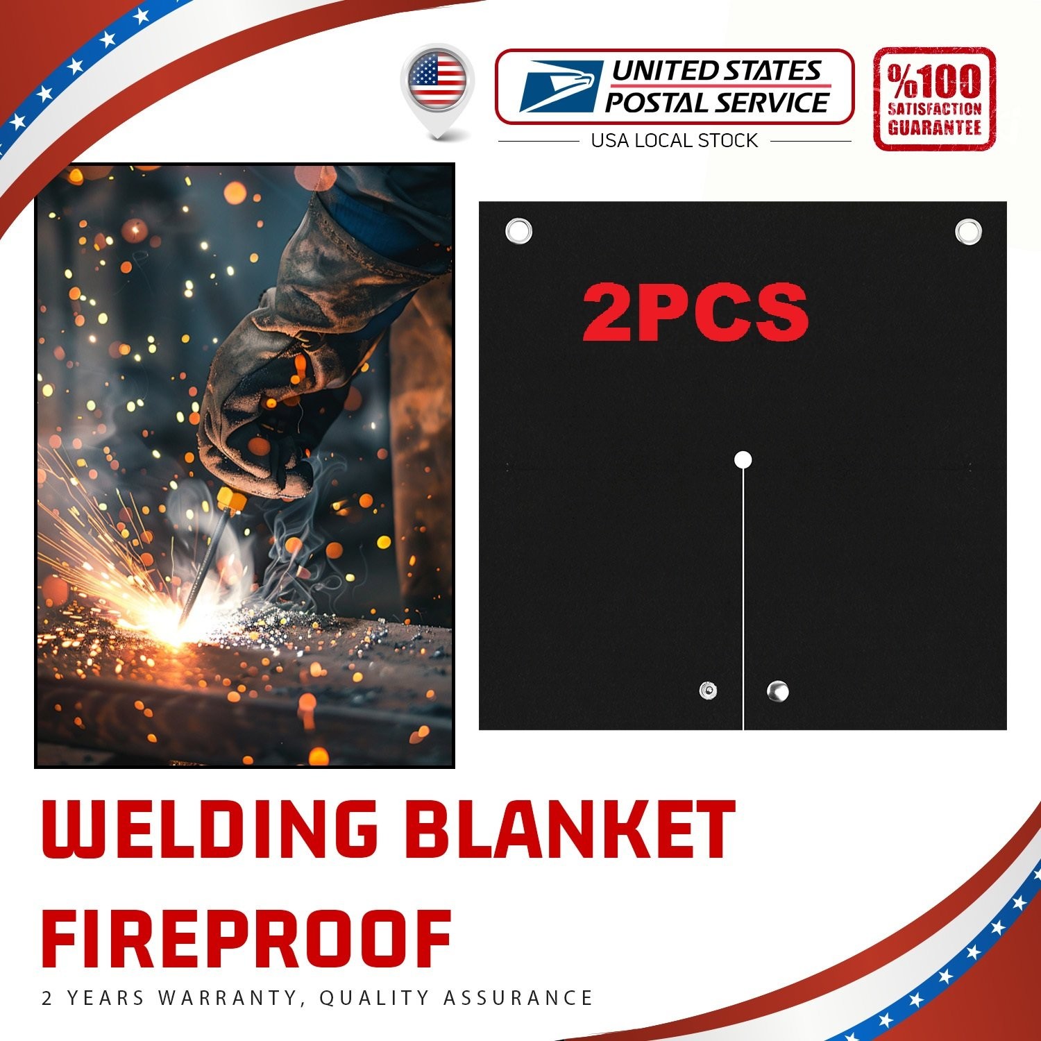 2Pcs Welding Blanket Fireproof Mat 12.2” x 12.2” Opening Shape Heat Shield Mat